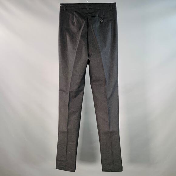 AGNÈS B. Size 28 Grey Charcoal Wool Pleated Tapered Dress Pants - Picture 2 of 3